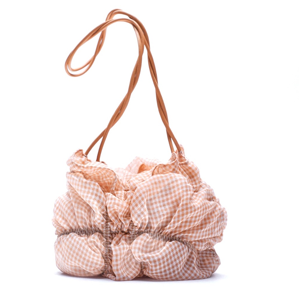 Zara new with tags Gingham Organza bag pin and blue - Picture 5 of 6